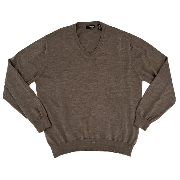 Joseph & Lyman Made In Italy Size XL Sweater 100% Fine Merino Wool Brown - Picture 1 of 6